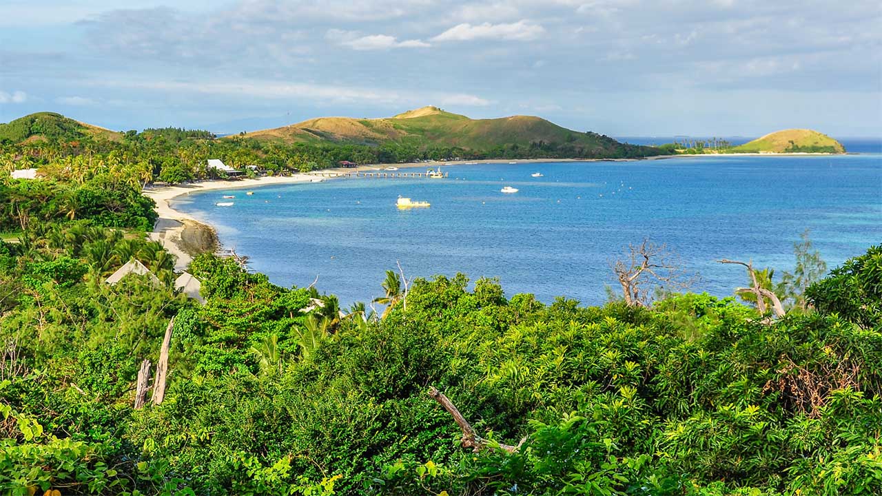 Panorama from the viewpoint on Mana Island, Fiji